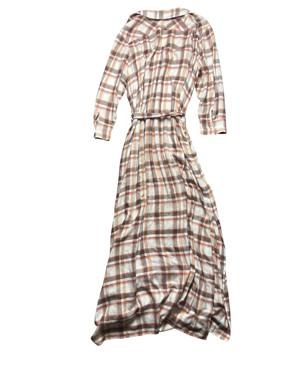 L’AGENCE Cameron Petal Quartz Plaid Maxi Shirtdress Women’s Size XL - Picture 4 of 6